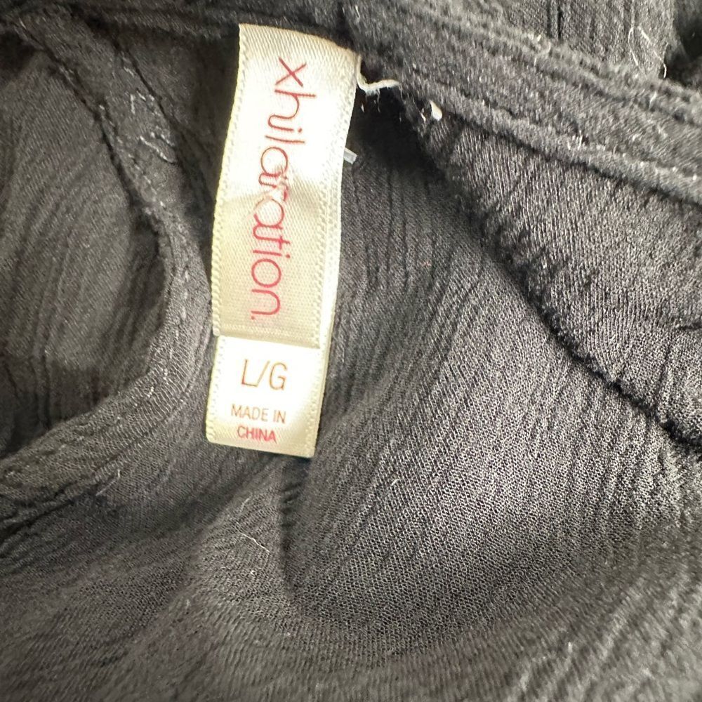 EUC Xhilaration Women’s  Black Long Sleeve Top Blouse Embroidered Accent- Size L - Picture 3 of 5